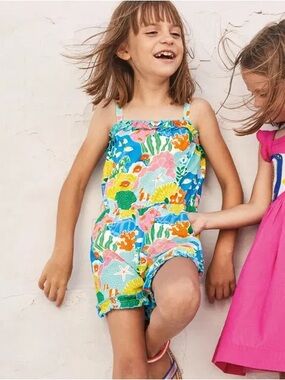 MINI BODEN Sleeveless Coral Reef Printed Playsuit Romper